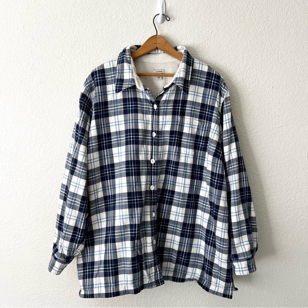 L.L.Bean women’s plaid fleece lined shirt jacket
